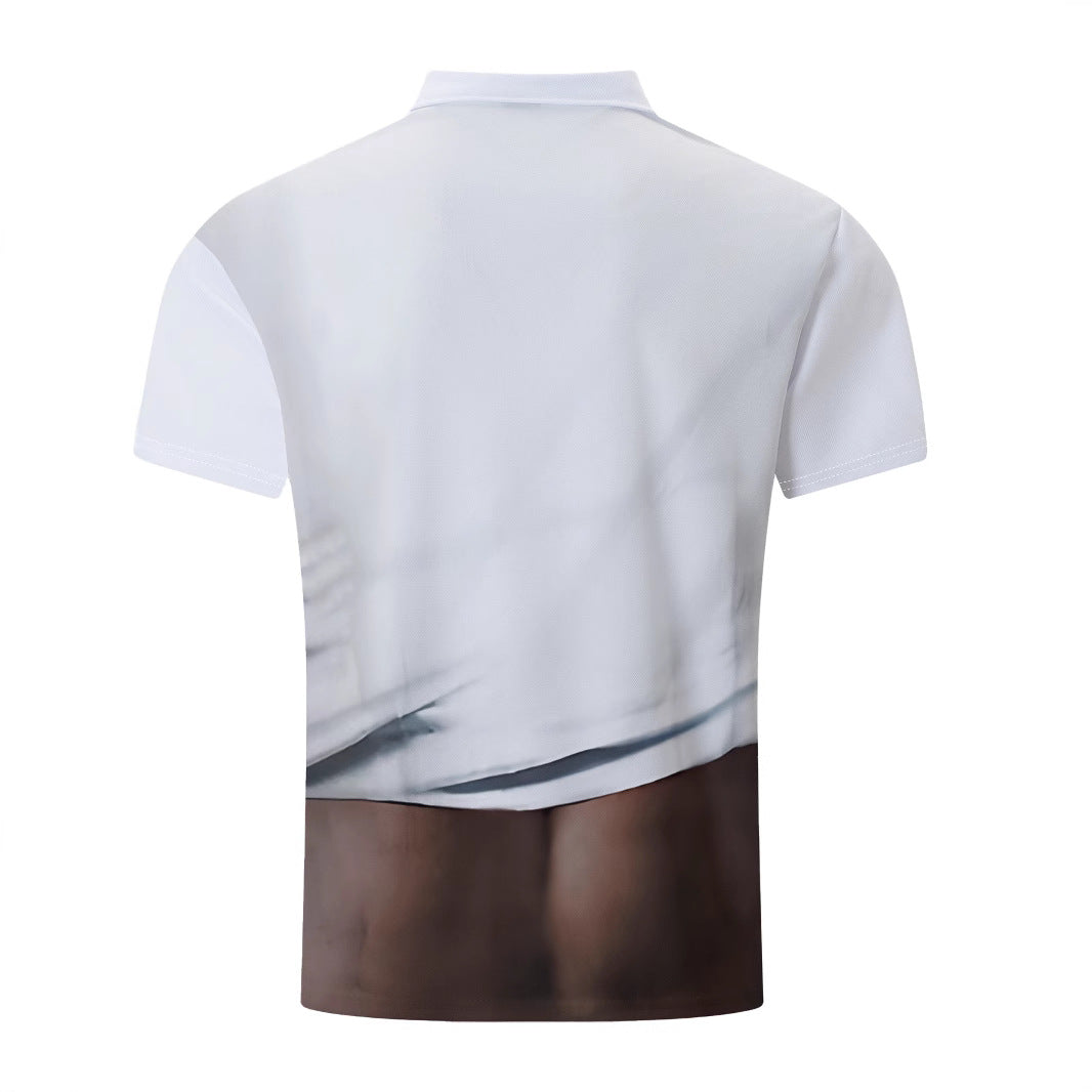 Herre polo T-shirt med kreativ muskelprint Stilla