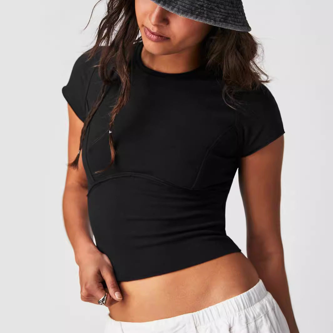 Dame tætsiddende crop-top med struktureret design Stilla