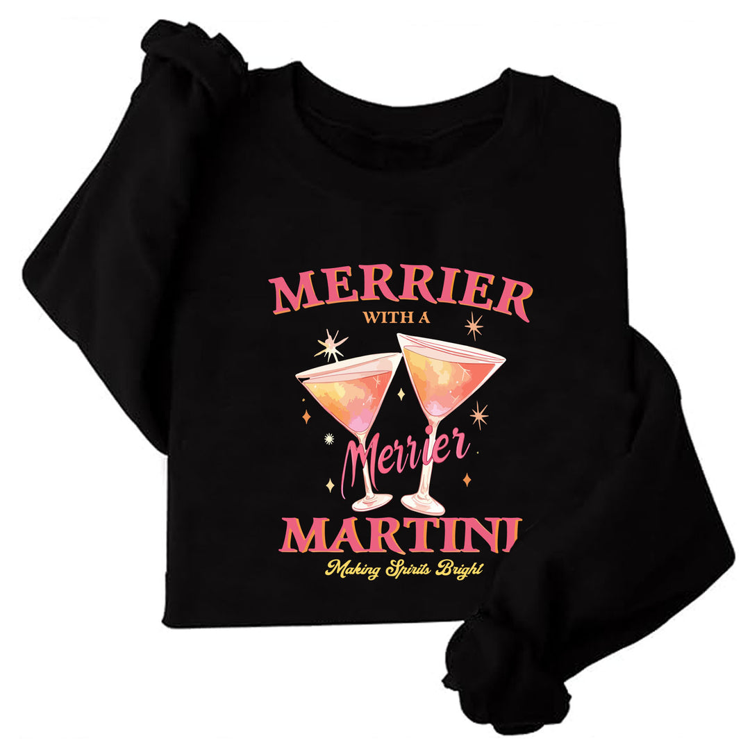 Kvinders sweatshirt med kreativ cocktailmotiv og afslappet snit Stilla
