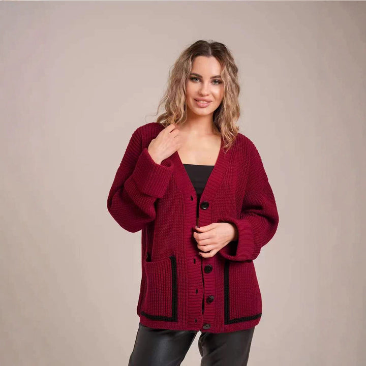 Dame cardigan med knapbar design og lommer Stilla