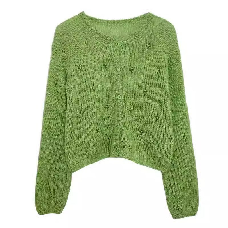 Kvinder cardigan med delikat blomsterkrans og elegante knapper Stilla