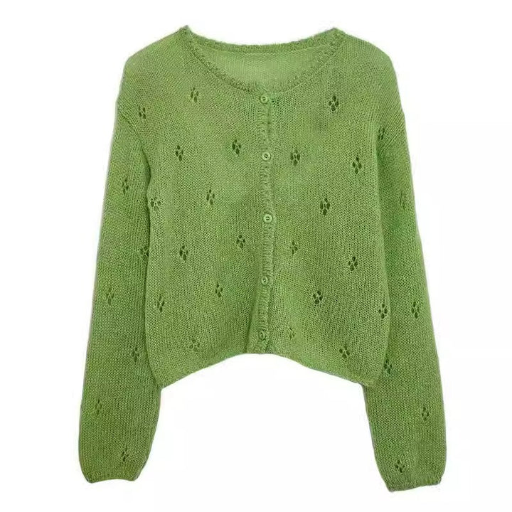 Kvinder cardigan med delikat blomsterkrans og elegante knapper Stilla