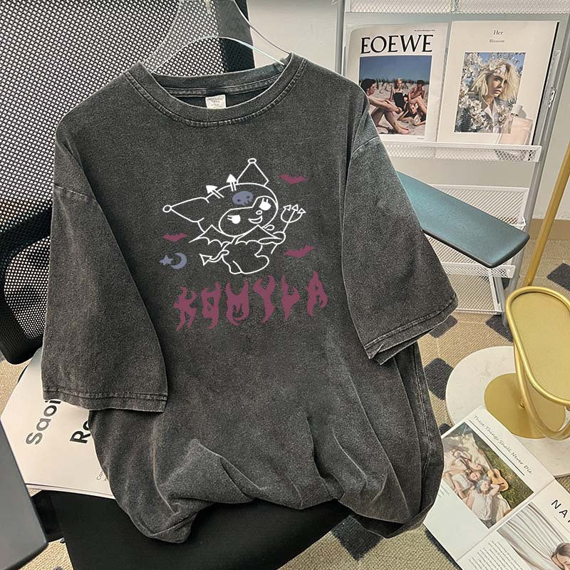 Damer Oversized T-shirt med kreativt tegneserie-motiv og afslappet pasform Stilla