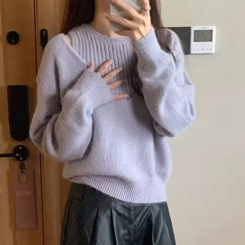 Kvinders afslappet V-hals sweater med tekstureret design Stilla