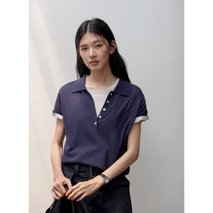 Dame poloshirt med moderne snit og knapbar front Stilla