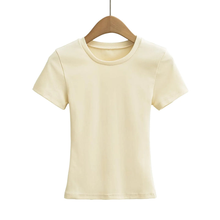 Damer figursyet Basic-T-shirt lavet af åndbart bomuldsblanding med rund halsudskæring Stilla