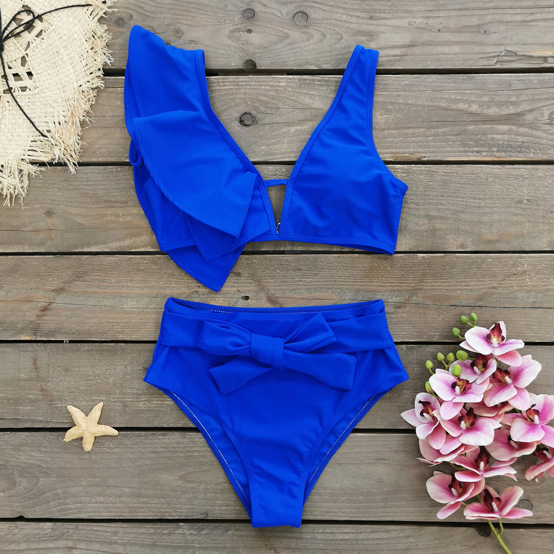 Dame bikini-sæt med høj talje og elegante flæser Stilla