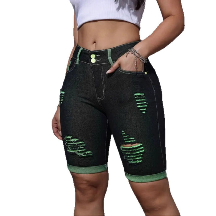 Kvindernes ødelagte denimshorts med høj talje og neonlys Stilla