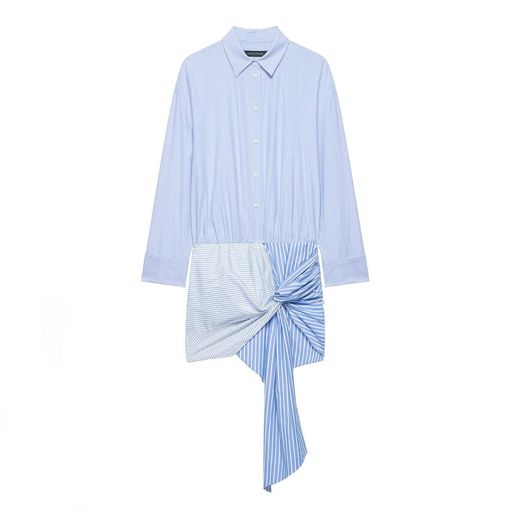 Damebluse med asymmetrisk knude og raffineret drapering Skovae