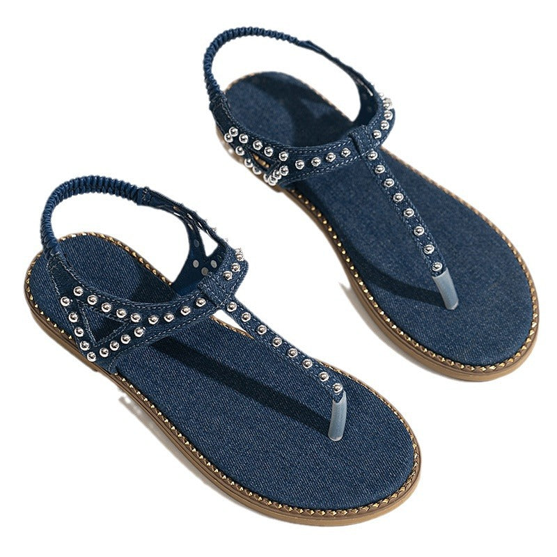 Dame tøj-fodsandaler med elegante glimmerdetaljer og komfortabelt bånd-design Stilla