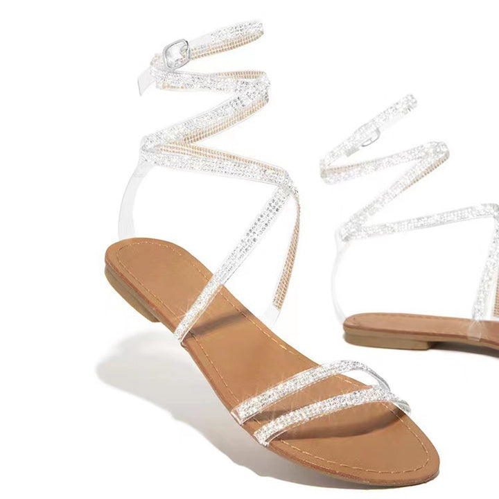 Dame Glitrende Remsandaler med elegant Strass-besætning Stilla