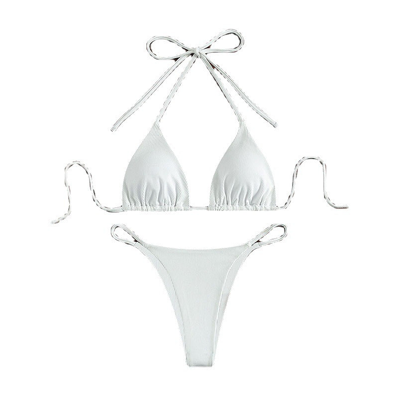 Damer Triangle-Bikini med justerbare bindebånd og moderne rib-design Skovae