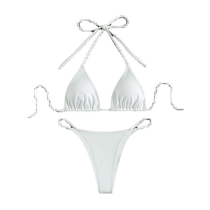 Damer Triangle-Bikini med justerbare bindebånd og moderne rib-design Skovae
