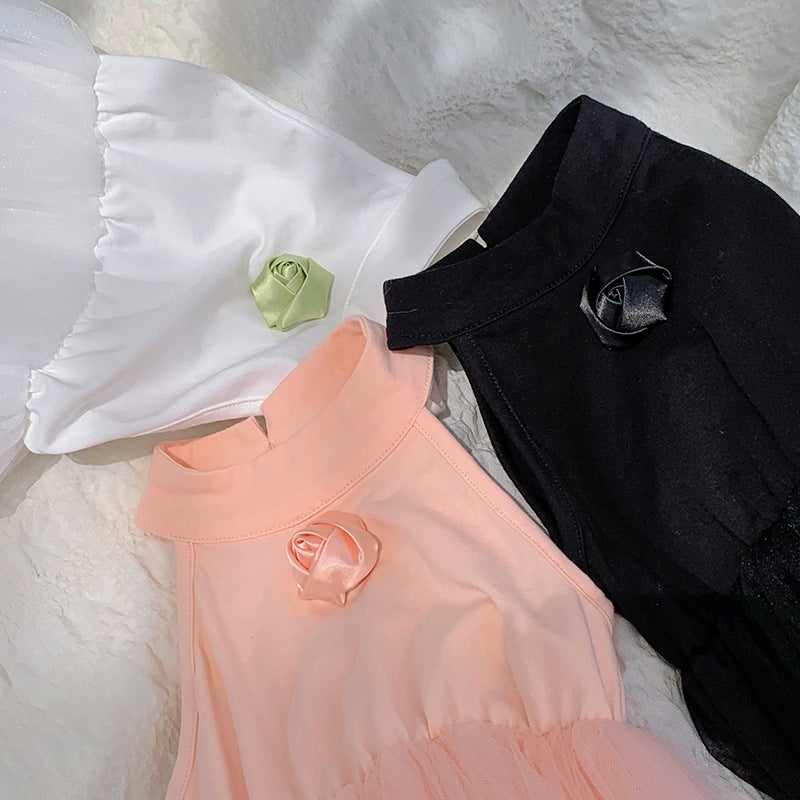 Pige Tulle A-linje Festkjole med floral accent Stilla