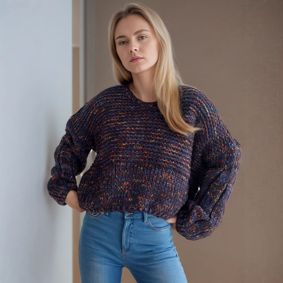 Kvinders afslappede strikket sweater med en løs pasform og elegante ærmekanter Stilla