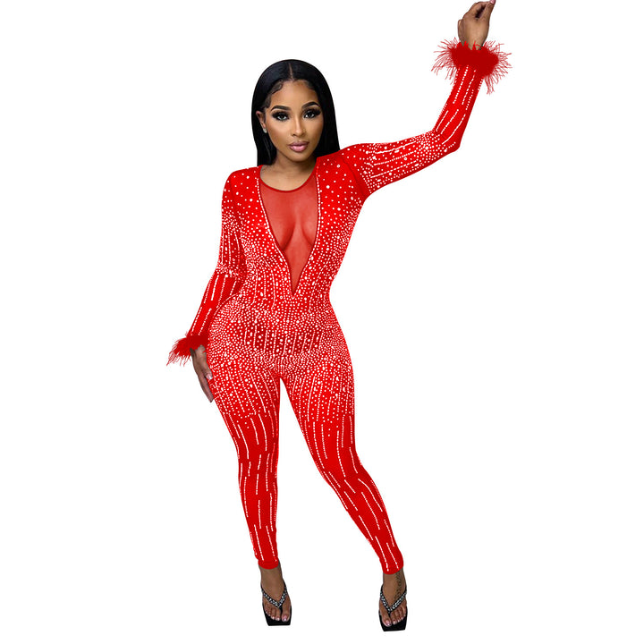 Dame Glamourøs Bodysuit med glitrende pailletter og elegant stribet design Stilla