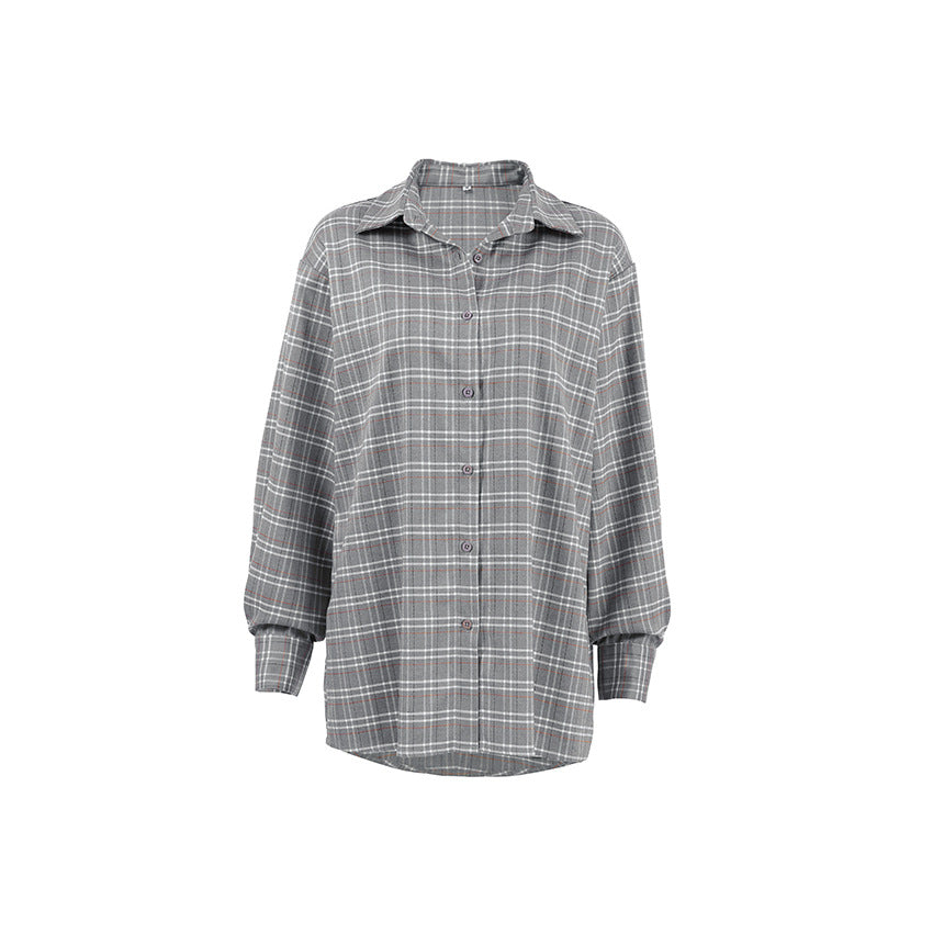 Dame flannel skjortejakke med afslappet snit og ternet design Stilla