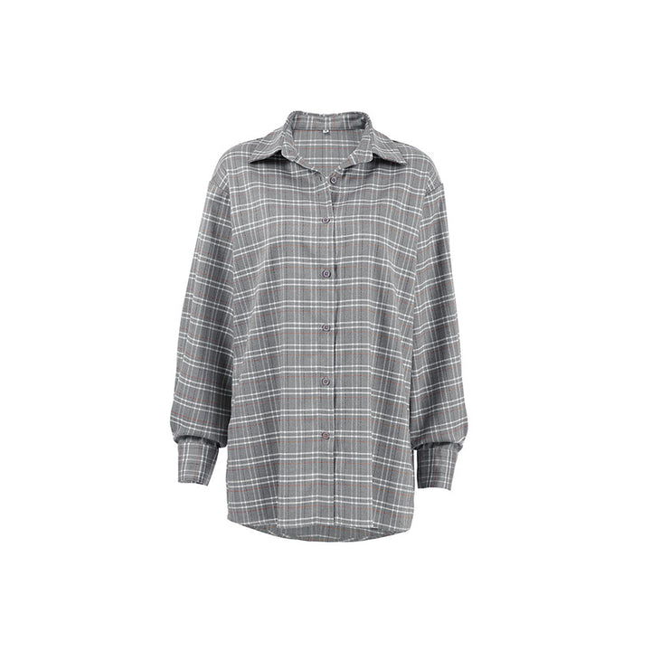 Dame flannel skjortejakke med afslappet snit og ternet design Stilla