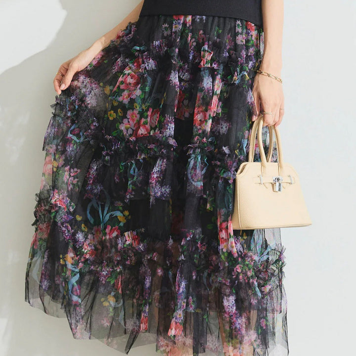 Dame lagdeling blomster maxi nederdel Stilla