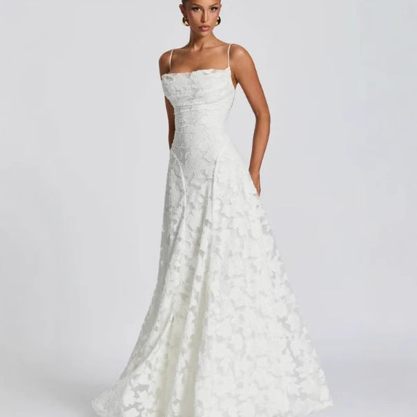 Femme Elegante Spids A-Linje Aftenkjole Stilla