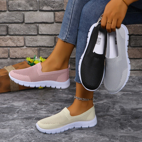Dame behagelige Slip-On sneakers med åndbart mesh-overmateriale og fleksibel sål Stilla