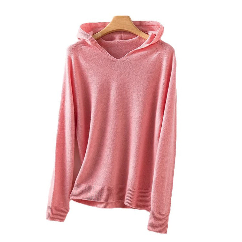 Dame luftig sweatshirt med V-hals og integreret hætte-design Stilla