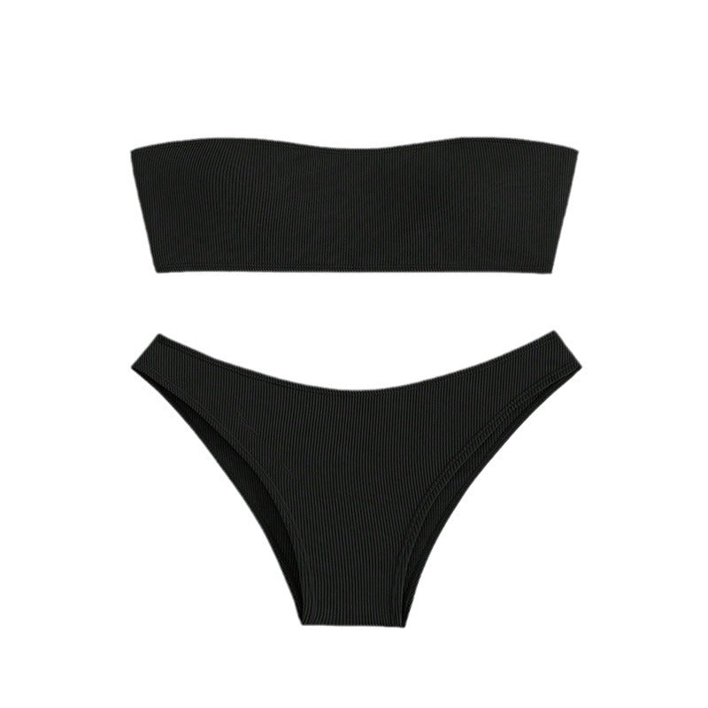 Dame Bandeau-Bikini sæt med raffineret ribdesign Skovae