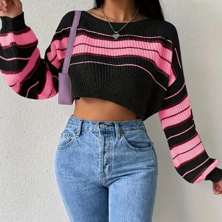Femme stribet Crop-Top-Pullover Stilla