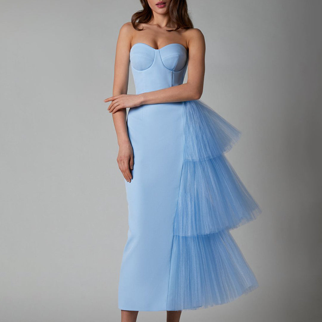 Dame Elegant Off-Shoulder Aftenkjole med Tyll-detaljer og tætsiddende snit Stilla