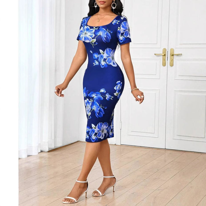 Kvinder Quadrat-Udsnit Blomster Bodycon Kjole Stilla