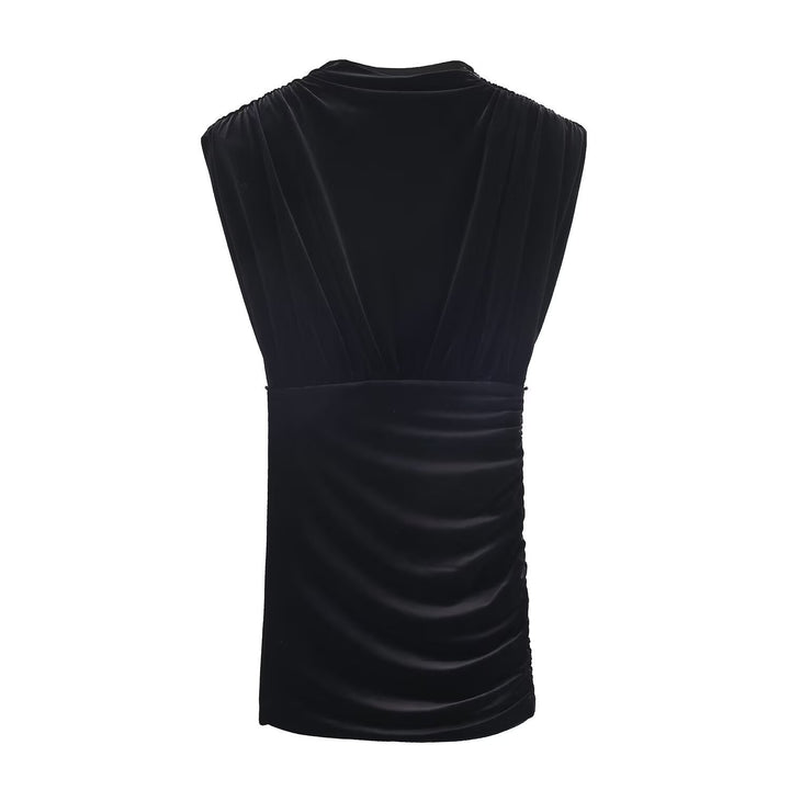 Dame elegant top med indpakningsdesign og luksuriøs drapering Skovae