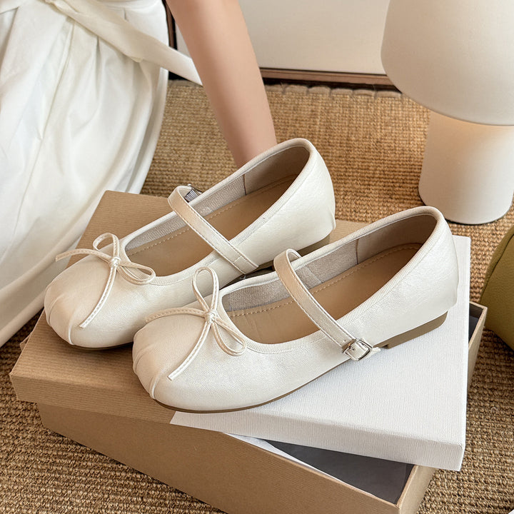 Femme Elegante Sløjfe-Detalje Mary Jane Ballerinas Stilla