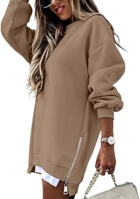 Dame casual sweatshirt med side lynlås og oversized pasform Stilla