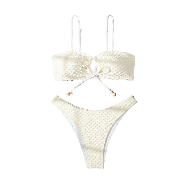 Dame vikle-bikini-sæt med søde tørstof-detaljer Stilla