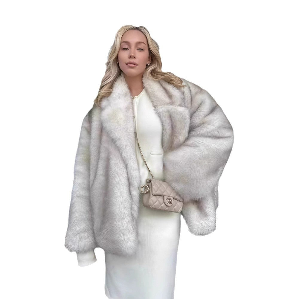 Dame Elegant Oversize-Faux Fur Jakke med luksuriøst indersøm og tykke, blødt foret ærmer Stilla