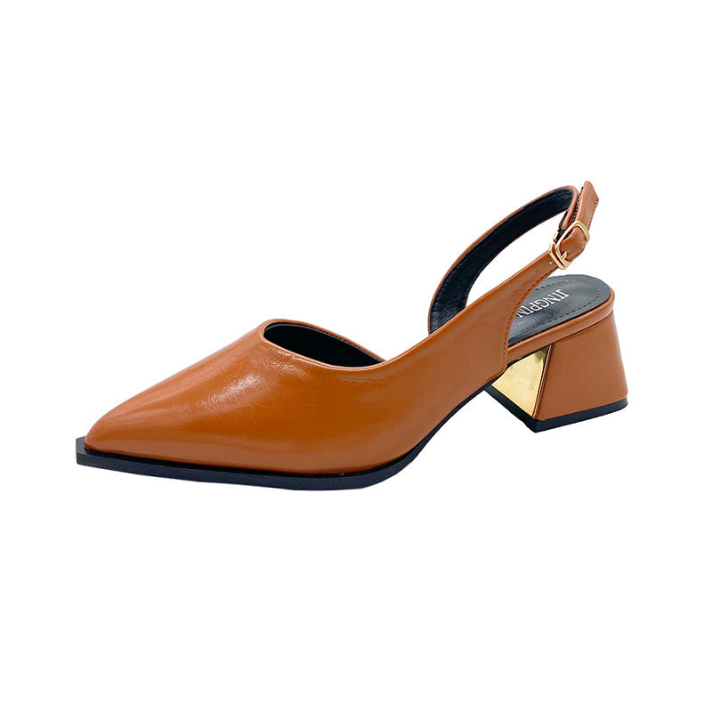 Dame Slingback hæl mules med spids tå og geometrisk accent Stilla