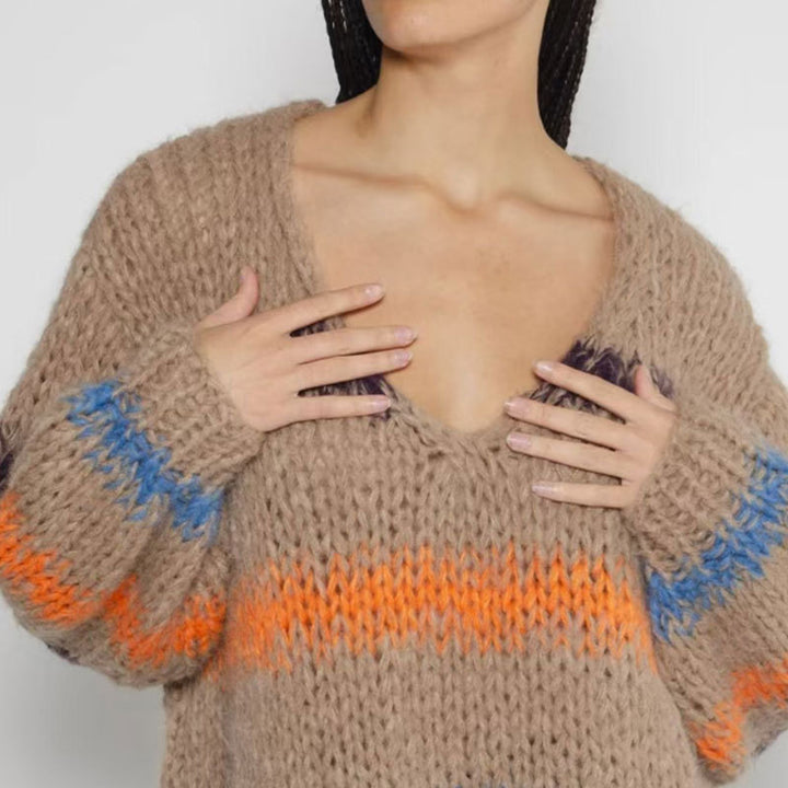 Kvinders fashionable striktrøje med gradientdesign