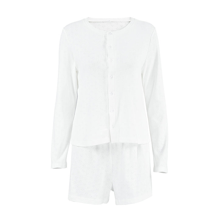 Dame Pyjama-sæt med elegant knaplukning og behageligt kortærmet design Stilla