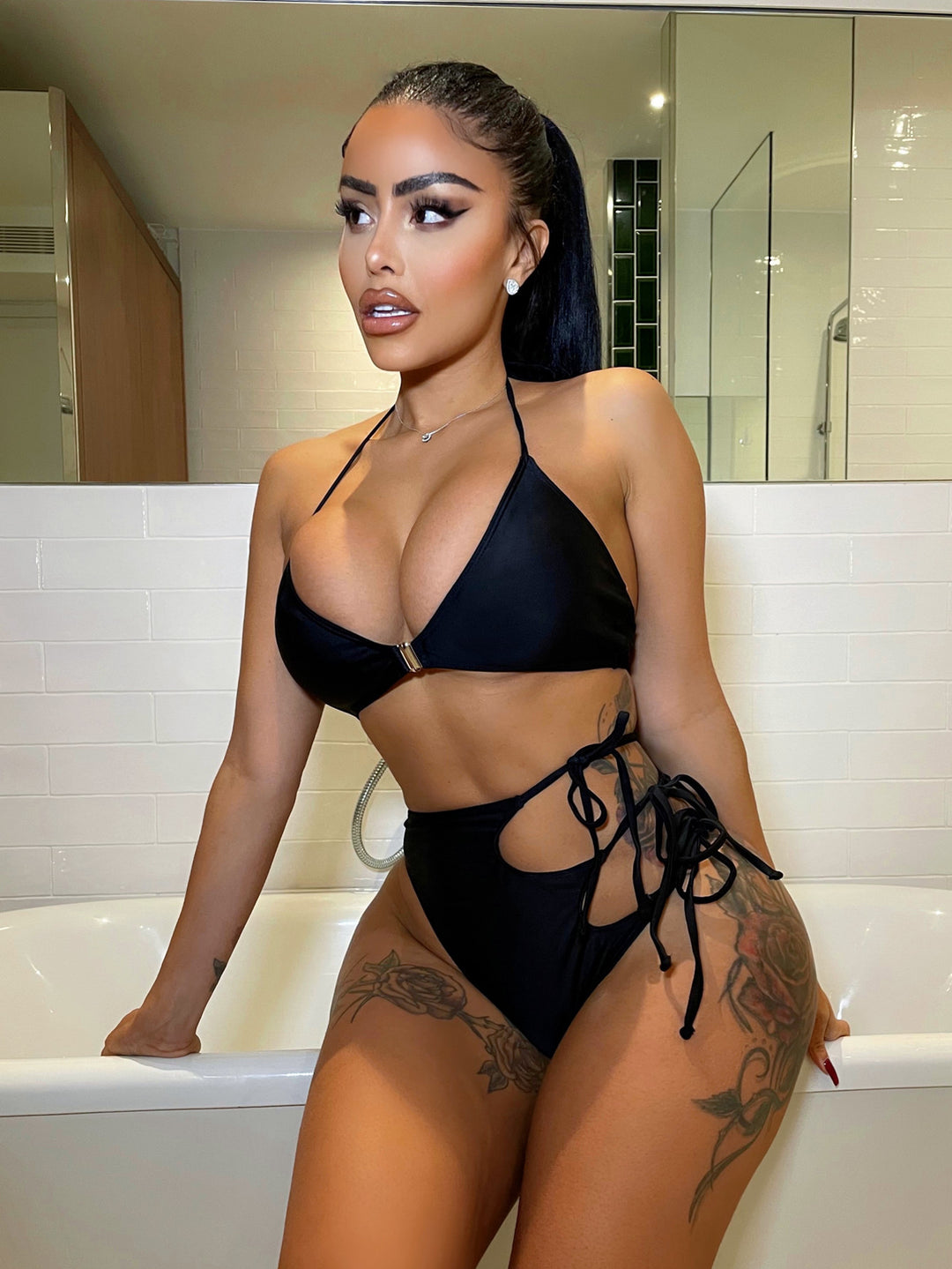 Dame Højskåret Cut-Out Bikini-Sæt Skovae
