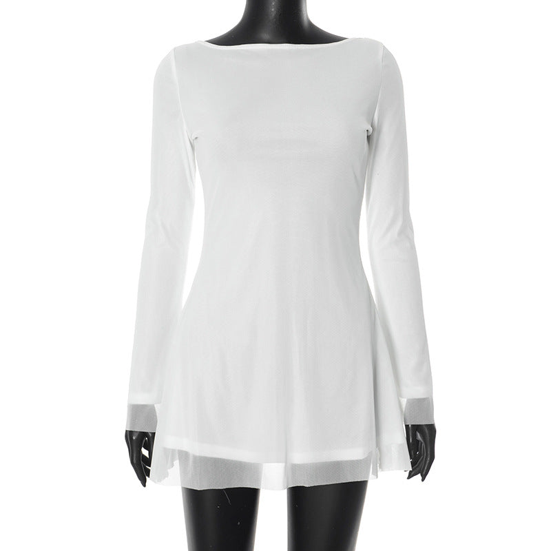 Dame Elegant Langærmet Mini Kjole Stilla