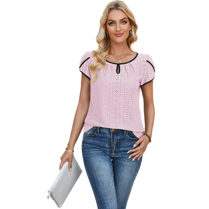 Dame tunika-bluse med raffinerede cut-out-detaljer Stilla