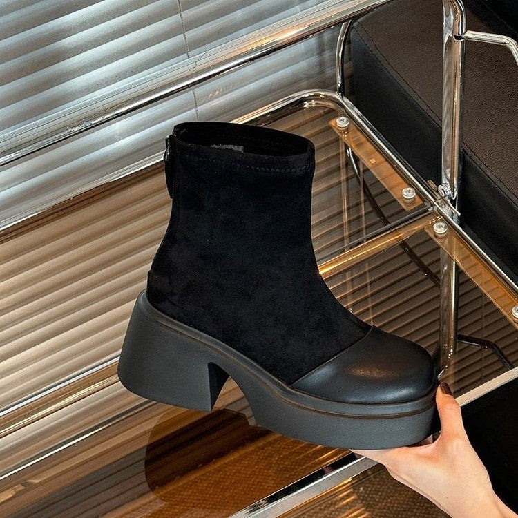 Dame Chunky Heel Syntetisk Støvler med Sideskzip Stilla