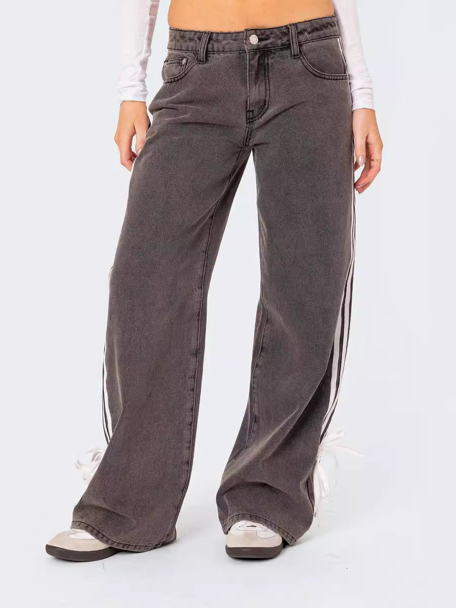 Dame brede jeans med sidelængder Stilla