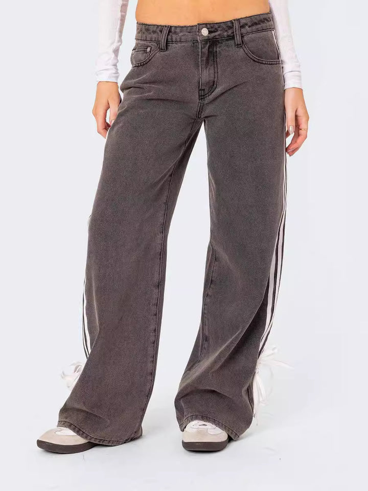 Dame brede jeans med sidelængder Stilla