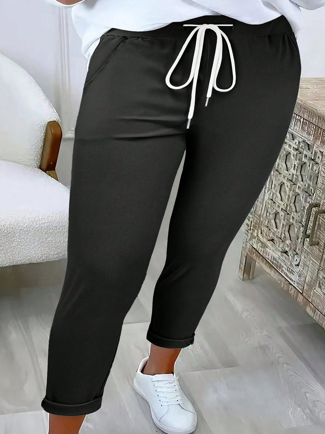 Dame Relaxed Fit Justerbar Talje Bukser Stilla