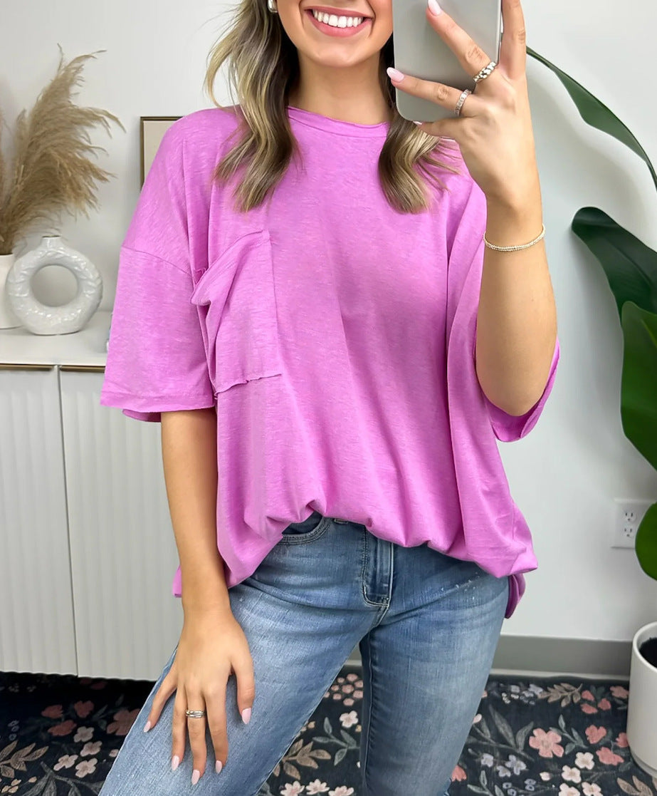 Kvindernes afslappede oversized T-shirt med lomme Stilla