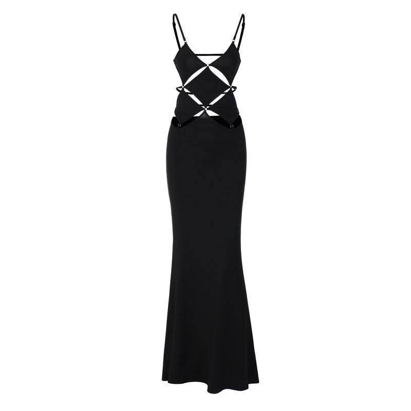 Dame maxikjole med raffineret cut-out-design og justerbare stropper Stilla