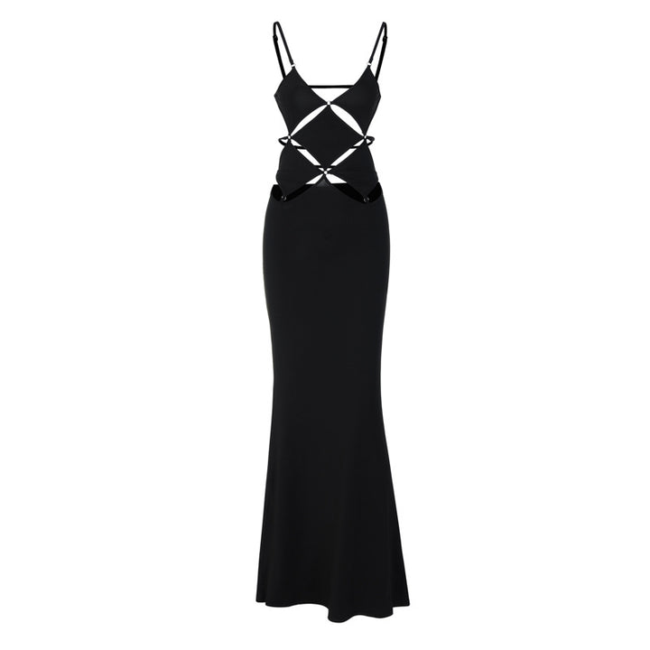 Dame maxikjole med raffineret cut-out-design og justerbare stropper Stilla