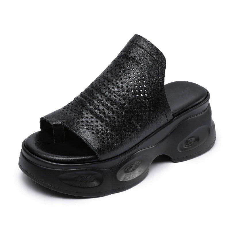 Femme Open-Toe Komfort Mules med hulmønster Stilla