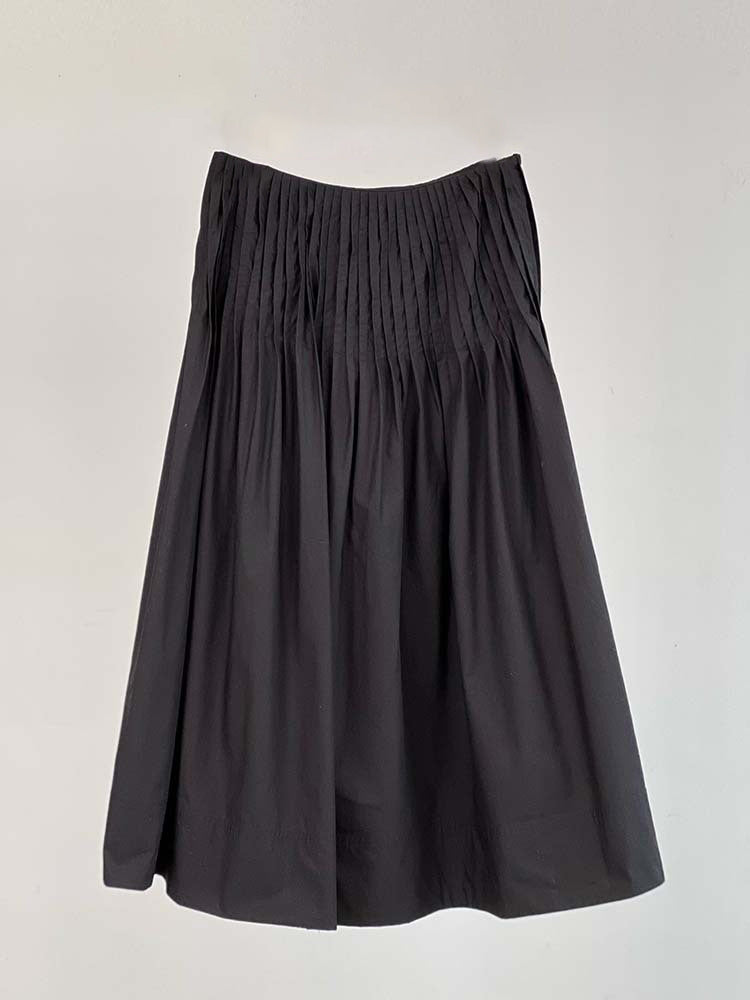 Dame plisseret midi-nederdel med elastisk talje og elegant fald Stilla